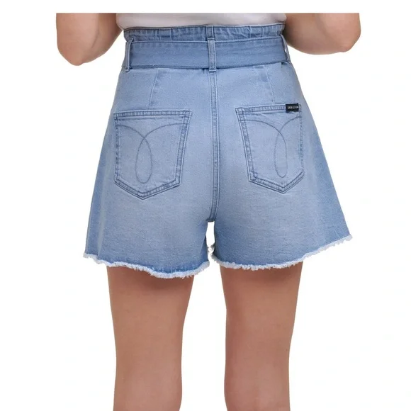 Calvin Klein High Rise Paperbag-Waist Jean Shorts - Picture 2 of 10